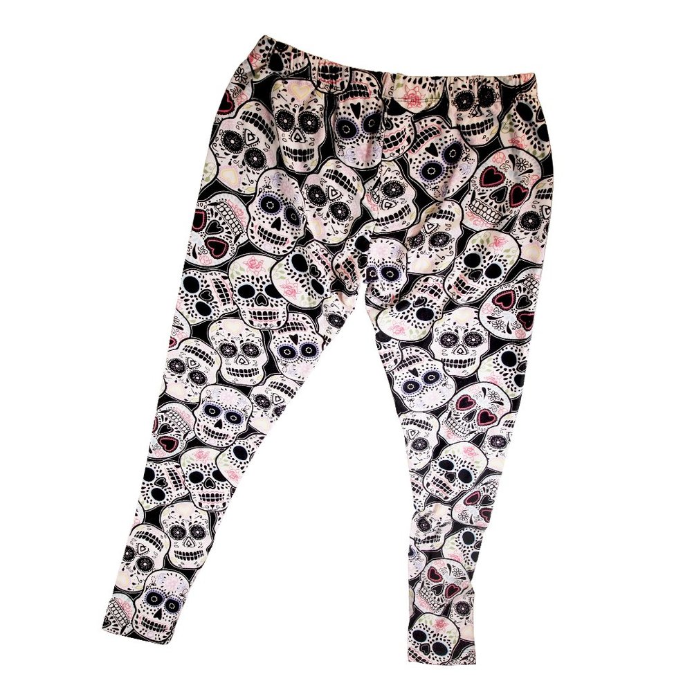 Sugar Skull Leggings Girls Size Medium (7-9) No Boundaries - Roses, Hearts